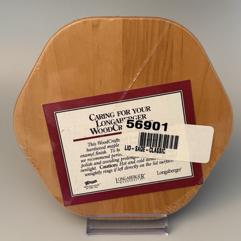 Longaberger WoodCrafts 2002 Sage Booking Basket Wooden Hexagon Lid ONLY #56901